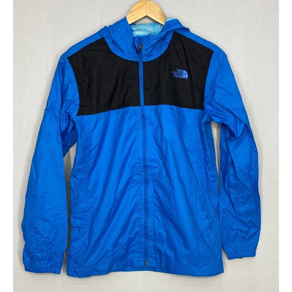 The‎ North Face Windbreaker Hooded Jacket Boys Blue Black Full Zip XL (18/20)